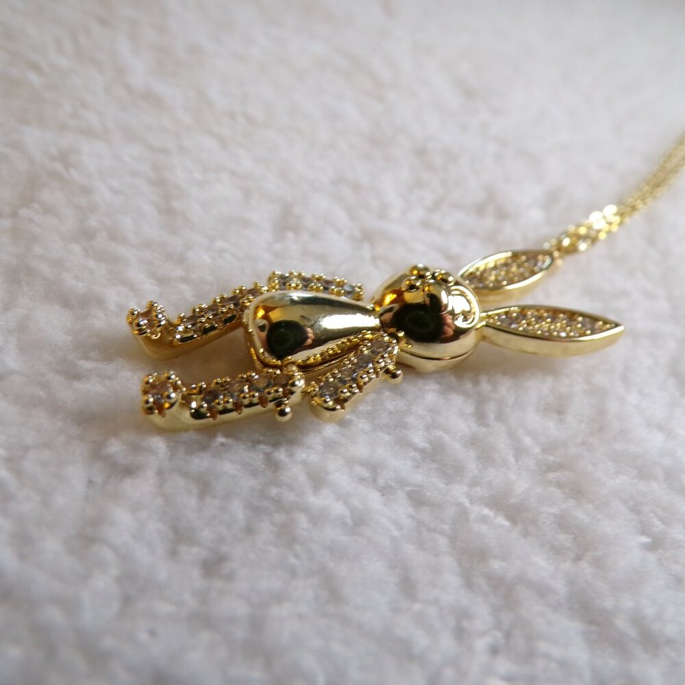 Moving Articulating Rabbit Pendant Necklace 18" - Picture 5 of 7